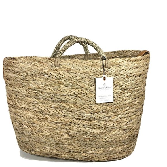 Magnolia Handbags - Hearth & Hand With Magnolia Natural Grass Woven Tote Bag 14 X 20”